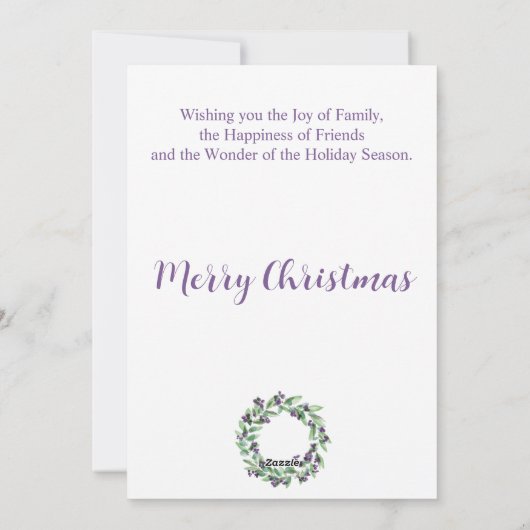 Vrolijk kerstfeest, paarse bessen kerstkrans feestdagenkaart (Achterkant)