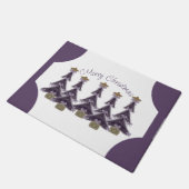 Vrolijk kerstfeest Paarse bows Ribbons Gold Star T Deurmat (Schuin)