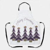 Vrolijk kerstfeest Paarse bows Ribbons Gold Star T Schort (Voorkant)