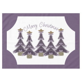 Vrolijk kerstfeest Paarse bows Ribbons Gold Star T Tafelkleed