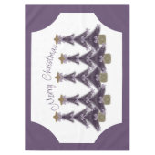 Vrolijk kerstfeest Paarse bows Ribbons Gold Star T Tafelkleed (Voorkant)