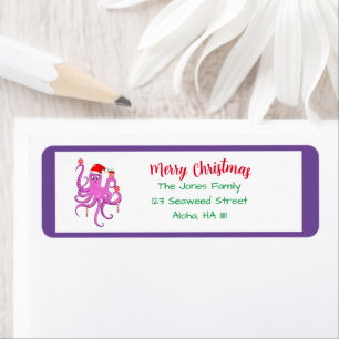 Vrolijk kerstfeest Paarse kerstman Etiket