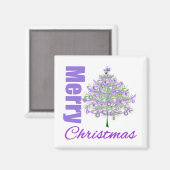 Vrolijk kerstfeest Paarse Thema Magneet (Voorkant / Achterkant)
