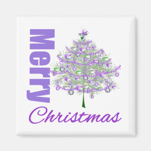 Vrolijk kerstfeest Paarse Thema Magneet