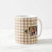 Vrolijk Kerstfeest Papa Rustic Brown Gingham Foto Koffiemok (Voorkant rechts)