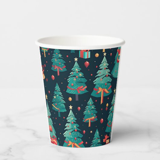 Vrolijk kerstfeest papieren bekers (Achterkant)