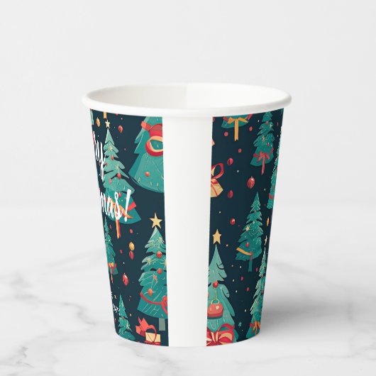 Vrolijk kerstfeest papieren bekers (Links)