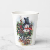 Vrolijk kerstfeest papieren bekers (Achterkant)