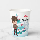 Vrolijk kerstfeest papieren bekers (Achterkant)