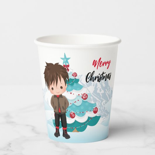 Vrolijk kerstfeest papieren bekers (Achterkant)