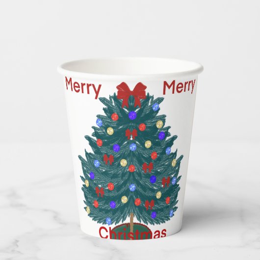 Vrolijk kerstfeest papieren bekers (Achterkant)