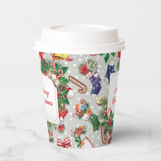 Vrolijk kerstfeest papieren bekers (Links)