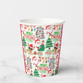 Vrolijk kerstfeest papieren bekers (Achterkant)