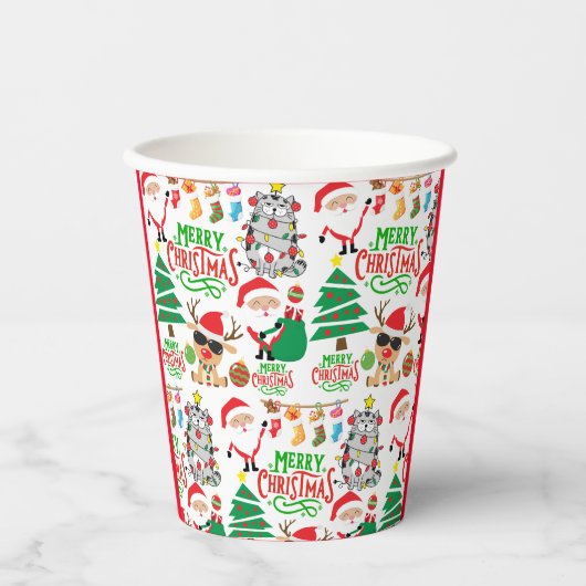 Vrolijk kerstfeest papieren bekers (Voorkant)