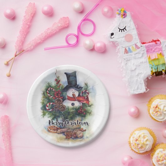 Vrolijk kerstfeest papieren bordje (Feest)