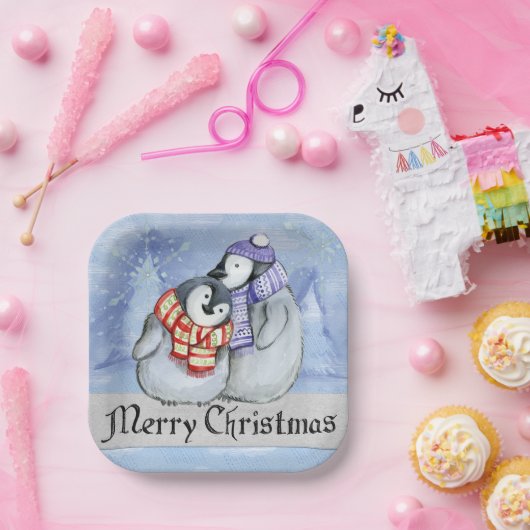 Vrolijk kerstfeest papieren bordje (Feest)