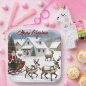Vrolijk kerstfeest papieren bordje (Feest)