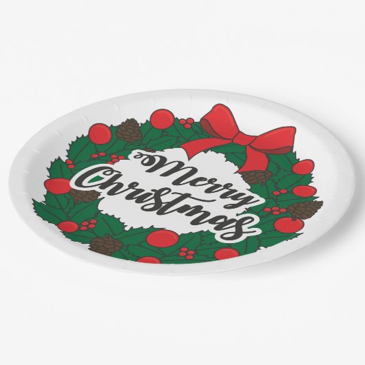 Vrolijk kerstfeest papieren bordje (Gekanteld)