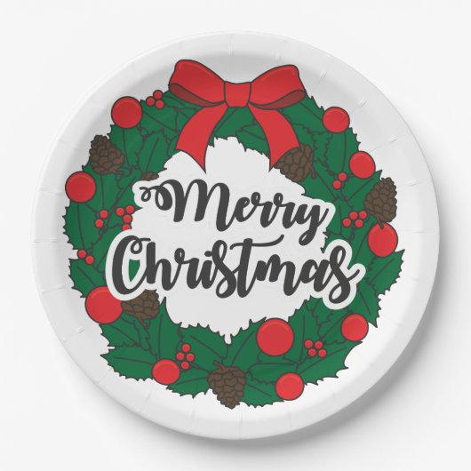 Vrolijk kerstfeest papieren bordje (Voorkant)