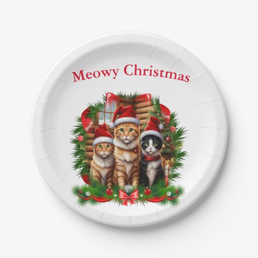 Vrolijk kerstfeest papieren bordje (Voorkant)