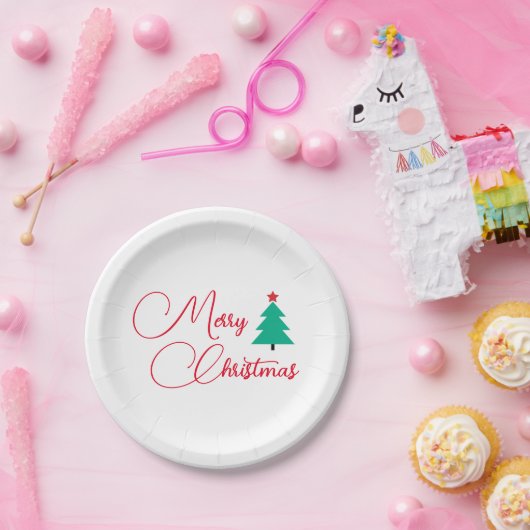 Vrolijk kerstfeest papieren bordje (Feest)