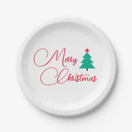 Vrolijk kerstfeest papieren bordje