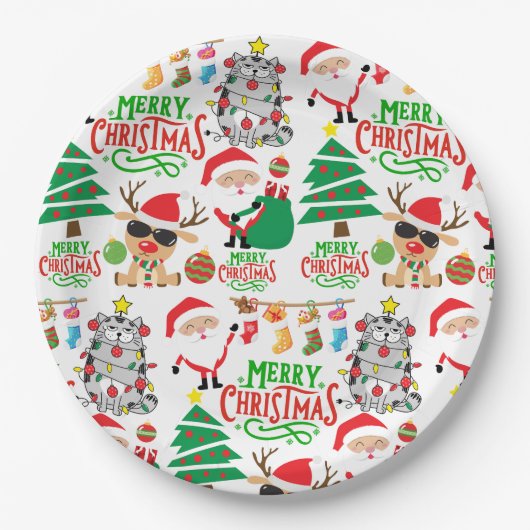 Vrolijk kerstfeest papieren bordje (Voorkant)