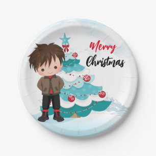 Vrolijk kerstfeest papieren bordje