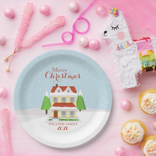 Vrolijk kerstfeest papieren bordje (Feest)