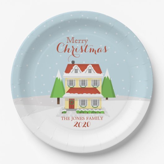 Vrolijk kerstfeest papieren bordje (Voorkant)