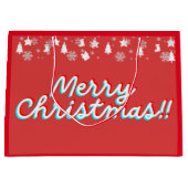 Vrolijk Kerstfeest - Papieren Tassen - Rood Groot Cadeauzakje (Voorkant)