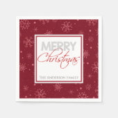 Vrolijk kerstfeest | Partij voor rode en witte sne Servet (Voorkant)
