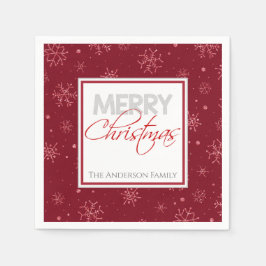 Vrolijk kerstfeest | Partij voor rode en witte sne Servet