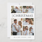 Vrolijk kerstfeest Pas getrouwd | Zes foto zwart-w Feestdagenkaart (Voorkant)