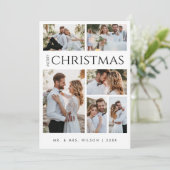 Vrolijk kerstfeest Pas getrouwd | Zes foto zwart-w Feestdagenkaart (Staand voorkant)