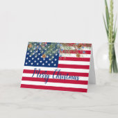 Vrolijk Kerstfeest Patriottisch VS Amerikaanse Vla Feestdagen Kaart (Voorkant)