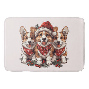 Vrolijk Kerstfeest Pembroke Welsh Corgi Puppies Badmat
