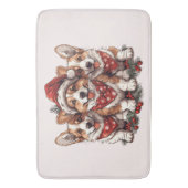 Vrolijk Kerstfeest Pembroke Welsh Corgi Puppies Badmat (Voorkant Verticaal)