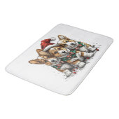 Vrolijk Kerstfeest Pembroke Welsh Corgi Puppies Badmat (Gekanteld)