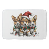 Vrolijk Kerstfeest Pembroke Welsh Corgi Puppies Badmat (Voorkant)