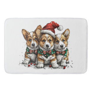 Vrolijk Kerstfeest Pembroke Welsh Corgi Puppies Badmat