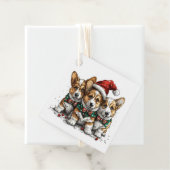 Vrolijk Kerstfeest Pembroke Welsh Corgi Puppies Bedankjes Labels (In situ)