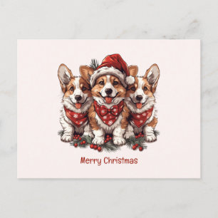 Vrolijk Kerstfeest Pembroke Welsh Corgi Puppies Briefkaart