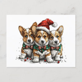 Vrolijk Kerstfeest Pembroke Welsh Corgi Puppies Briefkaart