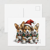 Vrolijk Kerstfeest Pembroke Welsh Corgi Puppies Briefkaart (Voorkant / Achterkant)