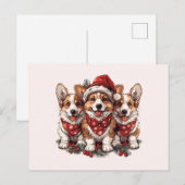 Vrolijk Kerstfeest Pembroke Welsh Corgi Puppies Briefkaart (Voorkant / Achterkant)