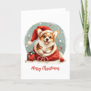 Vrolijk Kerstfeest Pembroke Welsh Corgi Puppies Feestdagen Kaart