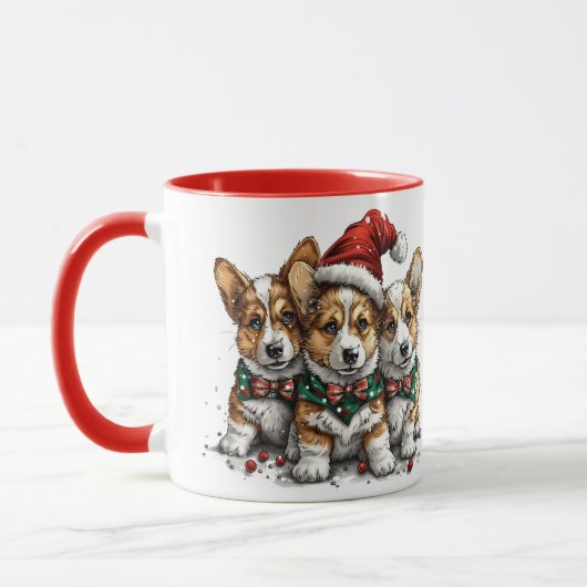 Vrolijk Kerstfeest Pembroke Welsh Corgi Puppies Mok (Links)