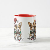 Vrolijk Kerstfeest Pembroke Welsh Corgi Puppies Mok (Midden)