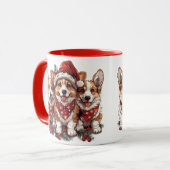 Vrolijk Kerstfeest Pembroke Welsh Corgi Puppies Mok (Voorkant links)